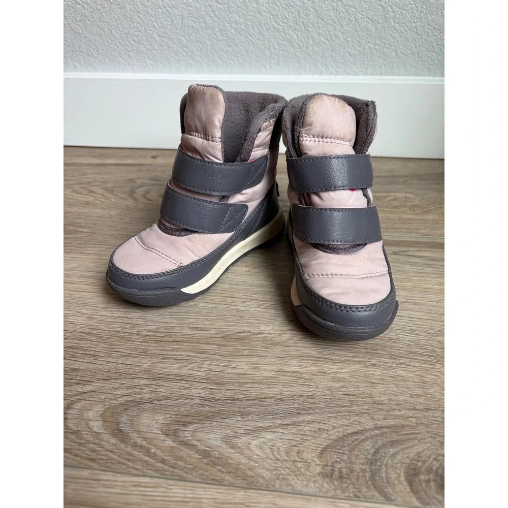 Sorel Whitney II Strap Kids Waterproof Winter Snow Boots Pink Grey NV3919-608 7
